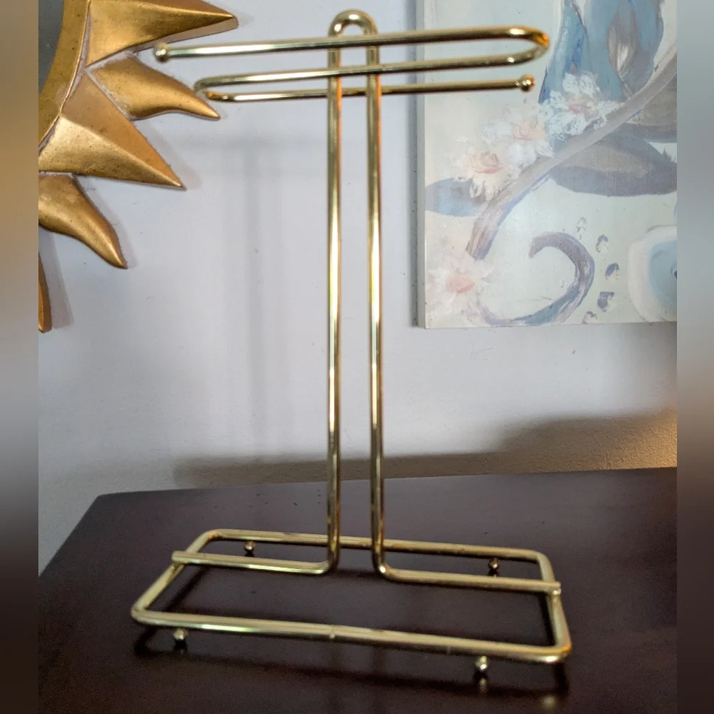 Brass Bath Accessory Tea Towel Counter Top Rack Holder 10